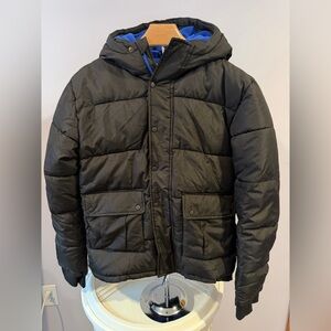 NWT Kids Black Puffer Jacket with Blue Lining